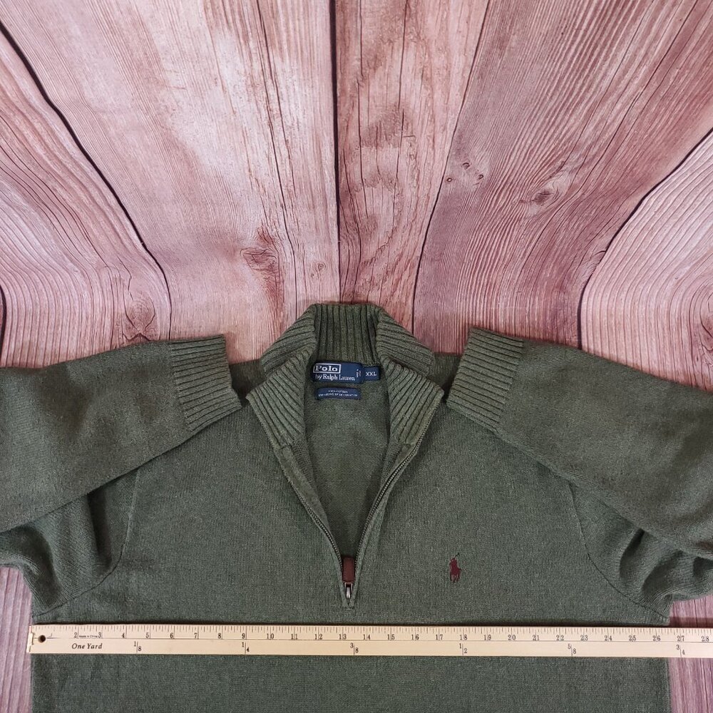 Vintage Polo by Ralph Lauren Mens XXL 1/4 Zip Pullover Sweater Mock Neck Pony - Picture 14 of 15